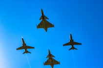 The training jets from different air force bases across South Africa flew over the military proceedings ahead of the president’s official address. Photo: Stephen Kisbey-Green