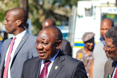 The President of the Republic of South Africa, Cyril Ramaphosa makes his way from the Miki Yilli Stadium to the Noza Indoor Sports Centre, after the Freedom Day celebrations drew to a close. Photo: Stephen Kisbey-Green