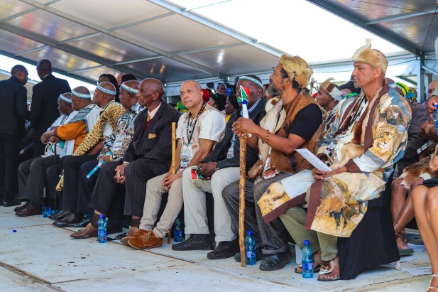 The traditional leaders, chiefs, kings and queens were all present to listen to the presidential address at the 2019 Freedom Day Celebrations at Miki Yili. Photo: Stephen Kisbey-Green