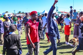 Supporters of the EFF showed up at Miki Yili during the 2019 Freedom Day Celebrations, after the President, Cyril Ramaphosa, had left the area. Photo: Stephen Kisbey-Green