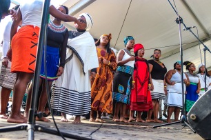 The Kwantu Choir, which is based in Makhanda, sang a multitude of songs for President Ramaphosa and the gathered supporters throughout the celebrations at Miki Yili. Photo: Stephen Kisbey-Green