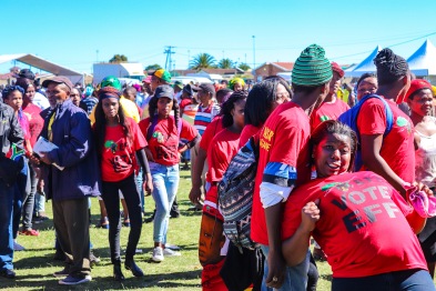 ANC supporters and other members of the public celebrate 25 years of freedom at the 2019 Freedom Day event at Miki Yili. Photo: Stephen Kisbey-Green