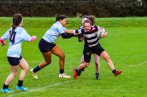 Eimear Corri drags down Old Belvedere RFC’s out wide. Photo: Stephen Kisbey-Green