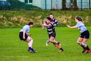 Old Belvedere RFC on the attack against DCU. Photo: Stephen Kisbey-Green