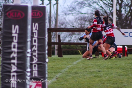 Eimear Corri had the last word on the scoreboard against Wicklow RFC, as she crossed over in the corner in the last minute of the match. Photo: Stephen Kisbey-Green